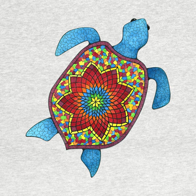 Turtley Awesome Mosaic Watercolor Turtle by studiogooz